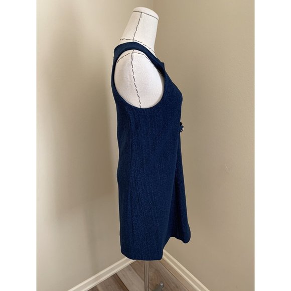 90s Vintage Betsey Johnson Blue Glitter Black Label Dress Party Mod 60s Medium - Picture 6 of 11